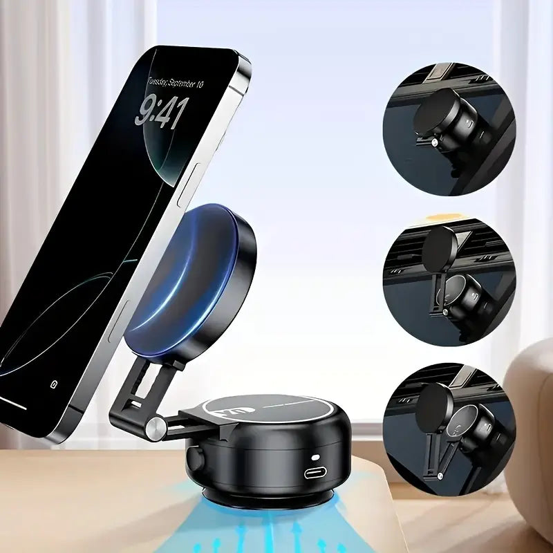 Vacuum Magnetic Suction Phone Holder (All iPhones, Android & GPS Devices and Cases Compatible)